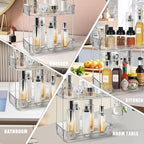 Bathroom Counter Organizer Countertop Storage Skincare Countertop Makeup Organizer Cosmetics Skincare Organizers Holder for Perfume-Grey-silver pole