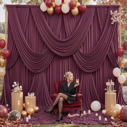 50ft x 12ft Burgundy Backdrop Curtains - Image 6