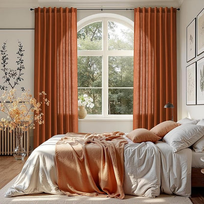 Rust Linen Curtains 63 Inch Length - Image 7