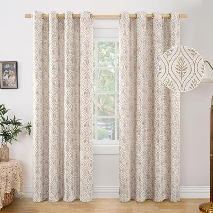 BGment Mocha Linen Curtains for Living Room, French Country Leaf Jacquard - Image 9