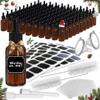 Nevlers Glass Dropper Bottle 1 Oz 100 Pack | 1oz Amber Glass Dropper Bottles with Funnels, Brushes, Labels, Markers & Shrink Wrap | Tincture Bottles with Droppers for Oils, Serums, Medicine & More