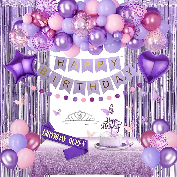 Amandir Purple Birthday Decorations by Amandir