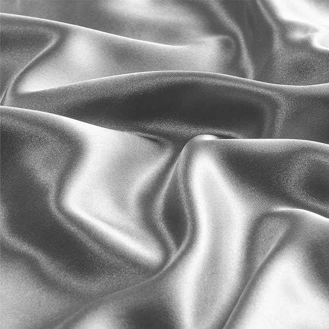 BEDELITE Satin Pillowcase with Zipper, Grey King Size Pillow Cases Set of 2, Super Soft and Cooling Similar to Silk Pillow Cases, Gift for Women Men(20x40 Inches)