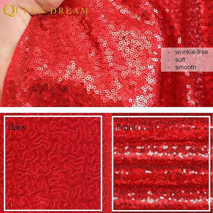 8ft x 8ft Red Sequin Backdrop Curtain Sparkle Photo Backdrop | Glitter Photo - Image 5