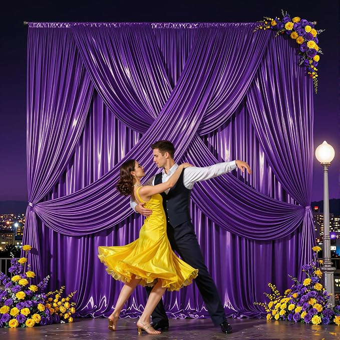 30x10ft Purple Glitter Backdrop Curtain - Image 6