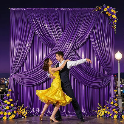 30x10ft Purple Glitter Backdrop Curtain - Image 6