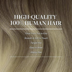 GOO GOO Clip in Hair Extensions Real Human Hair, Remy Human Hair Extensions Clip ins for Women, Natural Human Hair, 16inch 120g 7Pcs, 9/60 Balayage Ash Brown to Platinum Blonde