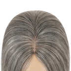 Hairro Human Hair Toppers Free Parted, 3.5x4.7" Base Hand-wovened 100% Real Hairpieces, with Invisible Clips-in for Women, for High Hairline/Adding Volume on Top, 10 Inch Dark Grey Mix Silver