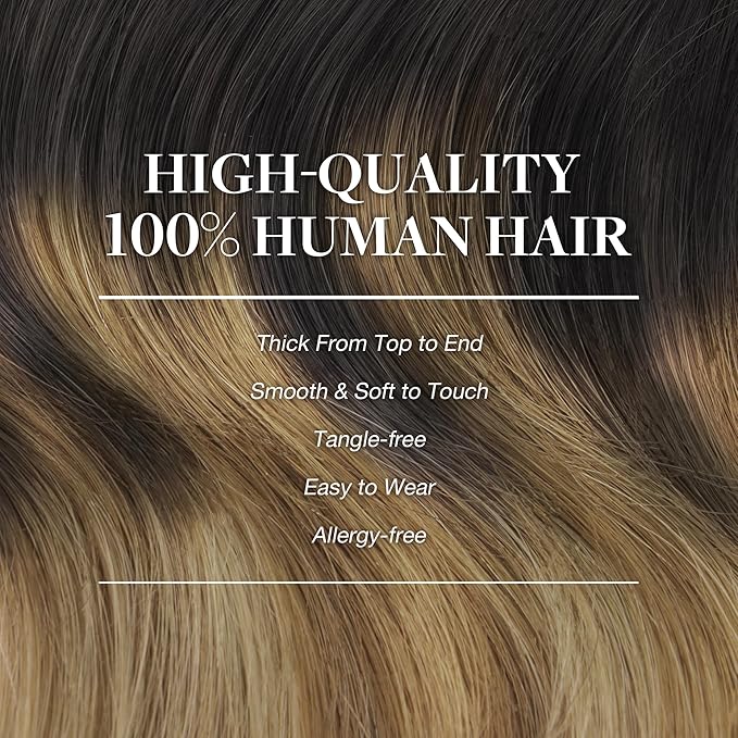 GOO GOO Clip in Hair Extensions Real Human Hair, Remy Human Hair Extensions Clip ins for Women, Natural Human Hair, 22inch 150g 9Pcs, 2/6/18 Balayage Brown to Dirty Blonde