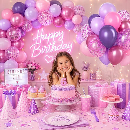Pink and Purple Balloons, 12 Inch Pastel Purple and Pink Balloons Metallic Baby - Image 3