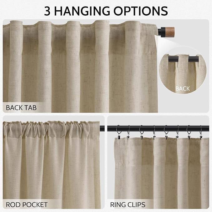 Eggshell Beige Linen 112 Inch Curtains - Image 2