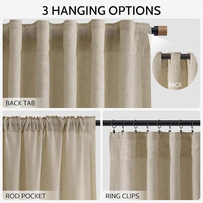 Eggshell Beige Linen 112 Inch Curtains - Image 2