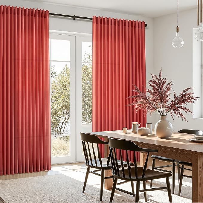 Christmas Red Linen Curtains 90 Inches Long - Image 7