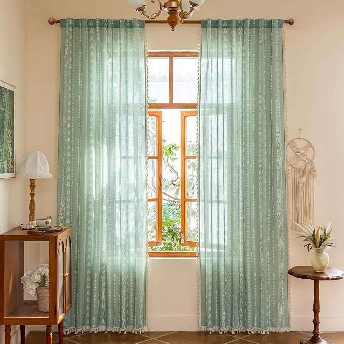 Boho Sage Green Curtains - Image 2