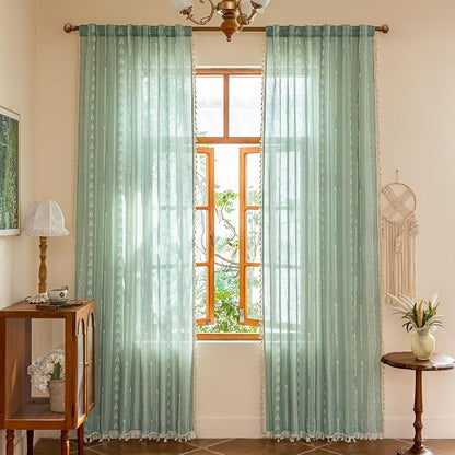 Boho Sage Green Curtains - Image 2