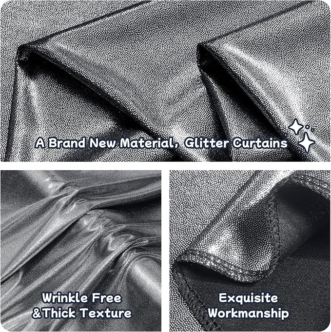 20ftx10ft Black Silver Glitter Sequin Backdrop Curtain - Image 3