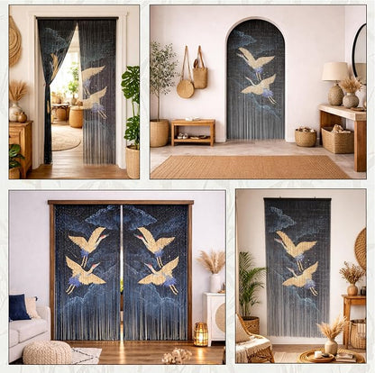 Flying Cranes at Night Beaded Bamboo Curtain 35.4" x 78.7" | 90-strand doorway - Image 6