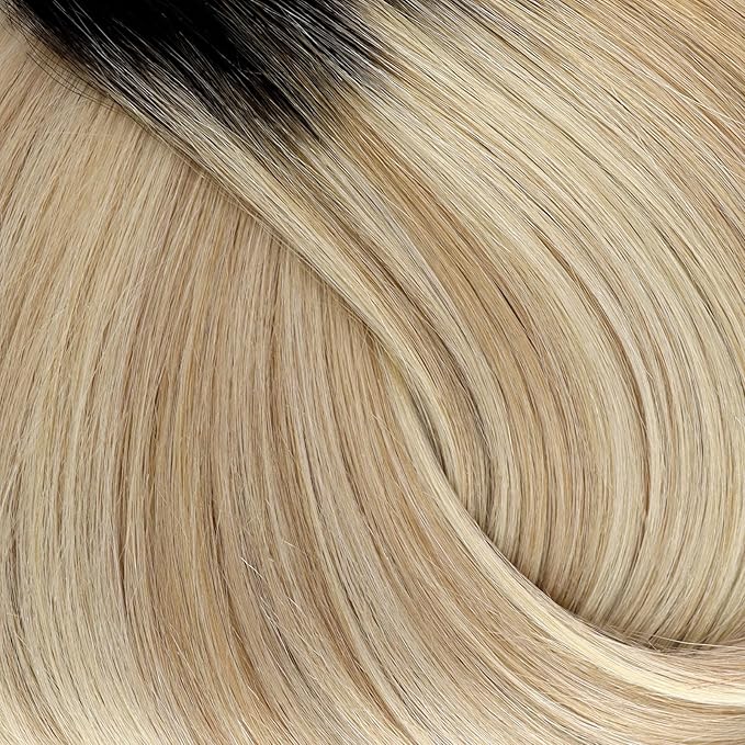 Full Shine Ombre Clip in Hair Extensions Brown Rooted to Ash Blonde and Platinum Blonde 14 Inch Real Hair Extensions Clip in Brown Ombre Ease of Use 3 PCS 60 G