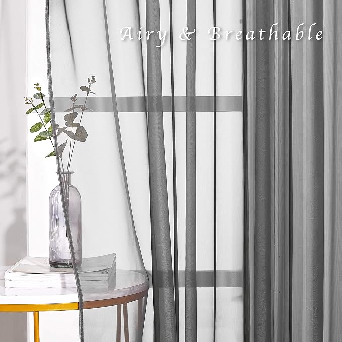 NICETOWN Sheer Curtains 120" Extra Long Voile Texture, Grommet Top Soft Voile - Image 6