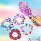 LUV HER Nickelodeon Jojo Siwa Hair Brush & 4 Scrunchies - Girls 9inc Hair Set, Detangling Brush for Thick Curly Thin Wet or Dry Hair - Hair Accessories for Kids Ages 3+
