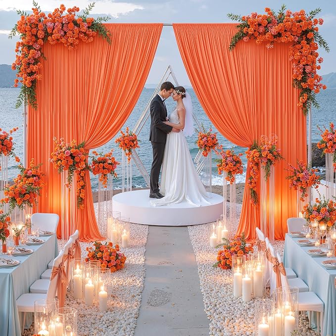 50 ft x 10 ft Wrinkle Free Orange Backdrop Curtain by Outpain