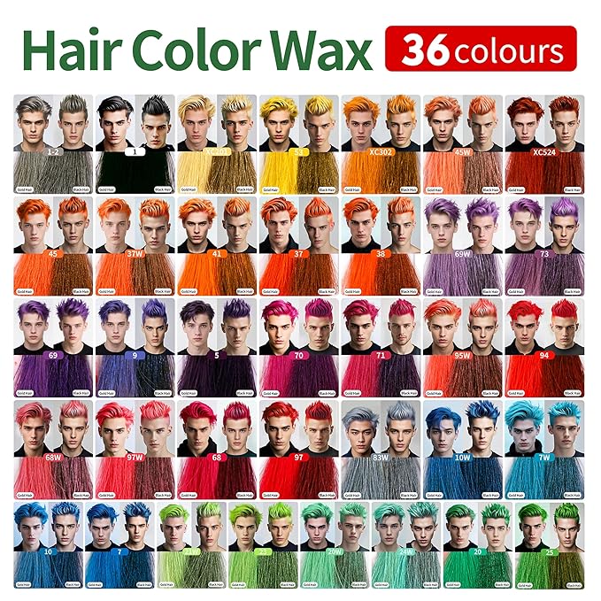 Temporary Hair Color Wax for Men - SUPIYA Washable Hair Wax Color, All-Day Hold Disposable Hair Wax for Christmas, Cosplay & Daily (Marige Color #68)
