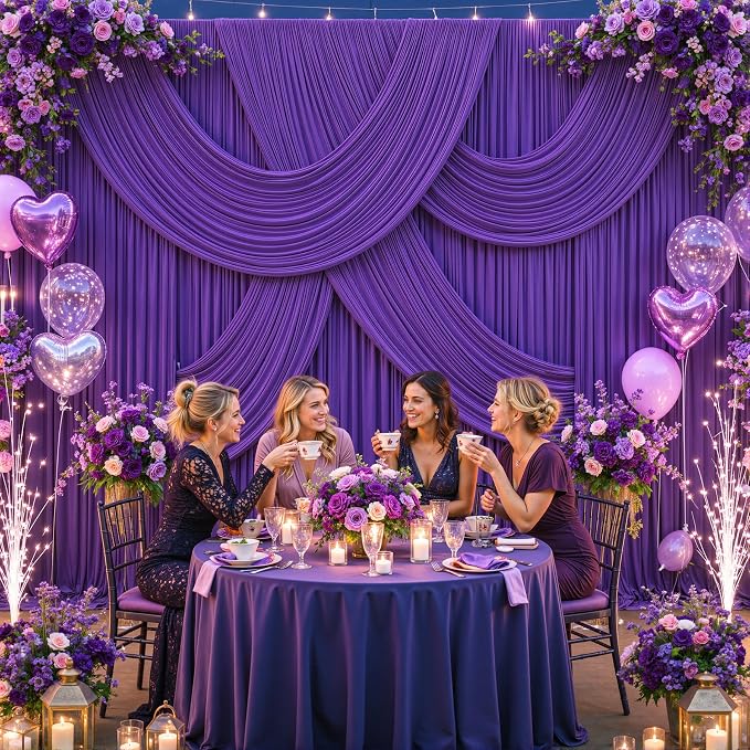 8 Panels Purple Backdrop Curtains - Image 3