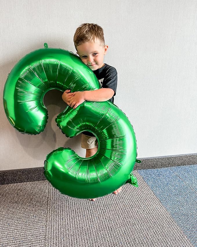 Green Number 3 Balloon 40 Inch, 3rd Birthday Party Decorations Men Women | Foil - Image 3