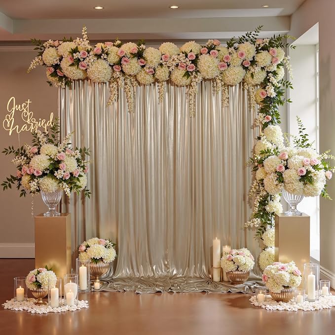 10x10ft Thick Champagne Glitter Backdrop Curtain Panels - Image 5