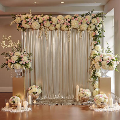 10x10ft Thick Champagne Glitter Backdrop Curtain Panels - Image 5