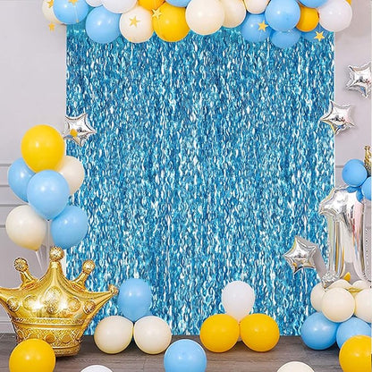 CYLMFC 3 Pack 3.3 ft x 6.6 ft Teal Foil Fringe Curtains - Image 6