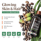 Kreyol Essence - Haitian Black Castor Oil for Skin and Hair, Glass Bottle - Cold Pressed Castor Oil, Fuller-Looking Hair, Hexane Free, Natural Humectant | 2 fl oz | Rosemary Peppermint