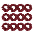 Pack of 12 Cotton Hair Scrunchies Single Jersey Solid Color Ponytail Holders Hair Ties for Girl (Burgundy)