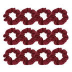 Pack of 12 Cotton Hair Scrunchies Single Jersey Solid Color Ponytail Holders Hair Ties for Girl (Burgundy)