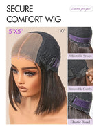 LUVME HAIR 5X5 Layered Cut Bob Wig 100% Human Hair Wigs Glueless 10 Inches Bob Pre Cut Plucked Lace Short Wig Ready To Go Bleached Knots Middle Part Brown Highlight Wigs