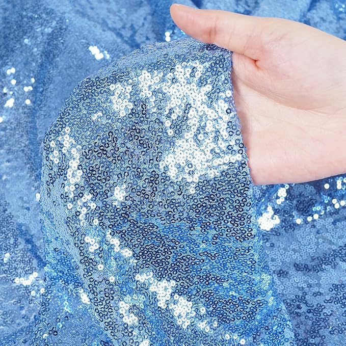 Poise3EHome Baby Blue Sequin Backdrop Curtain, 2 Panels 2Ft x 8Ft Glitter - Image 8