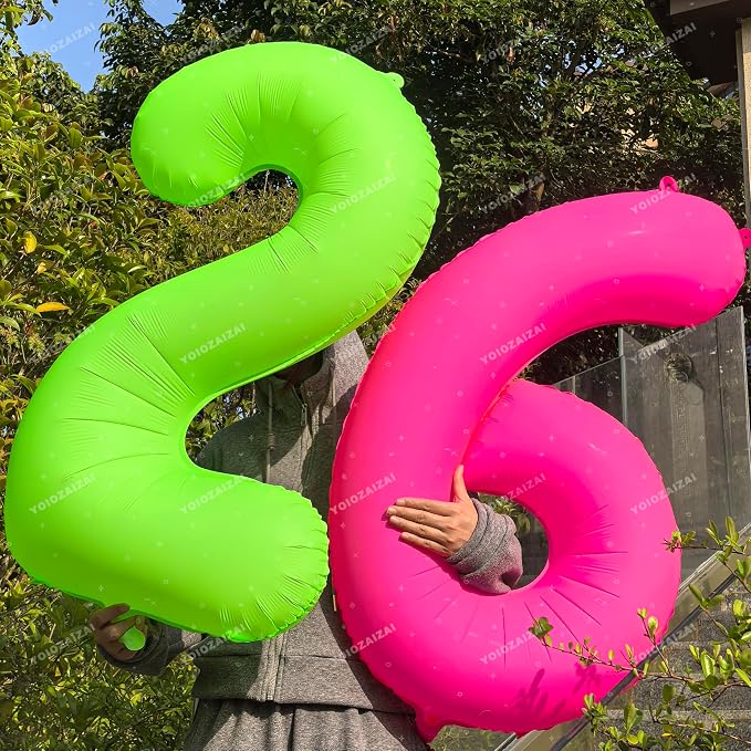 Pink Birthday Number 60 Balloons 40IN Fluorescent Pink 60 Foil Balloon | - Image 6