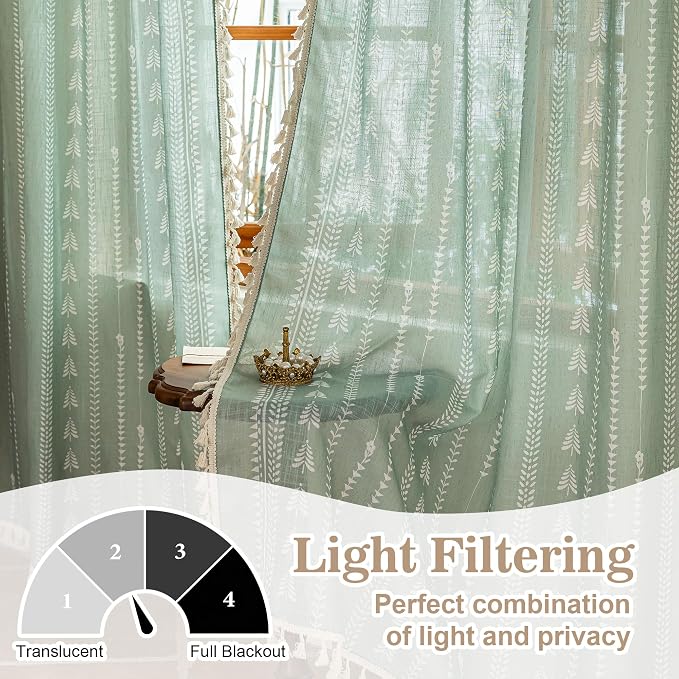 Boho Sage Green Curtains - Image 7