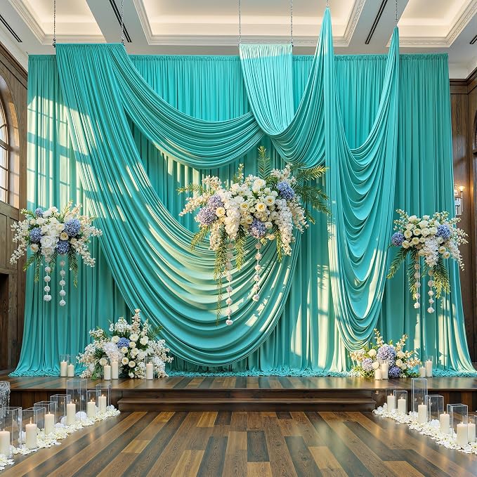 50x12 ft Turquoise Backdrop Curtains - Image 7