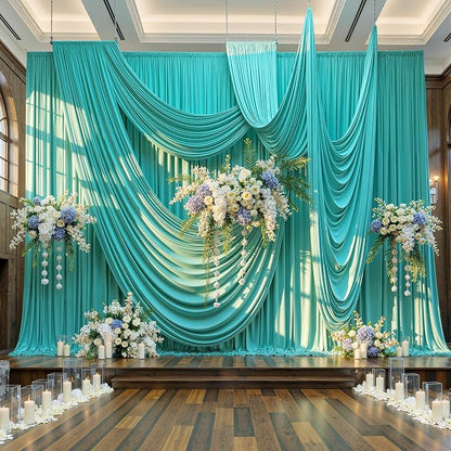 50x12 ft Turquoise Backdrop Curtains - Image 7