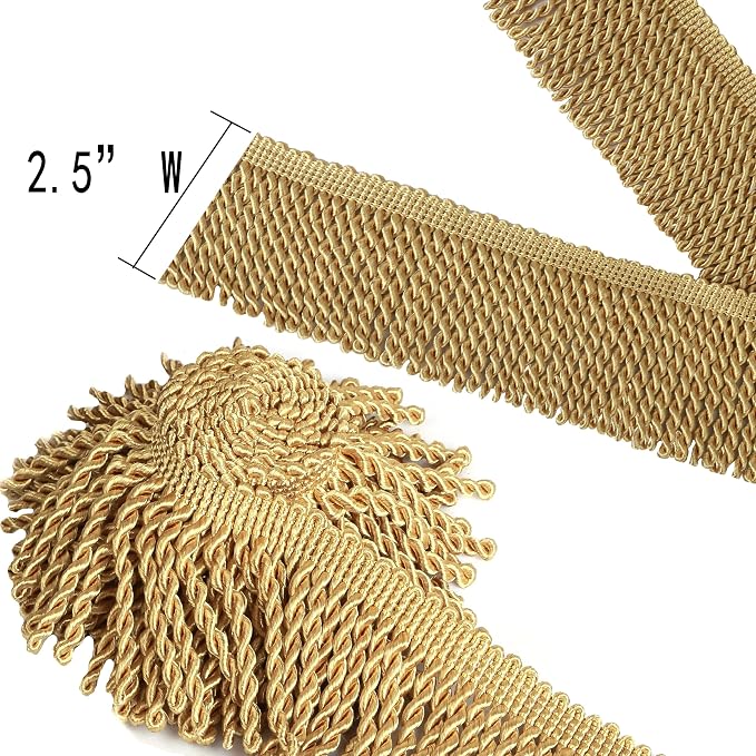 BEL AVENIR Bullion Fringe Trim Curtain Fringes 5 Yard x 2.5 Inches Sewing | - Image 3
