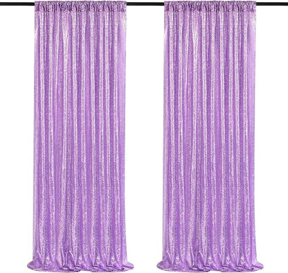Light Purple Sequin Backdrop Curtain 2 Panel 2FTx8FT Glitter Photo Backdrop | by QueenDream