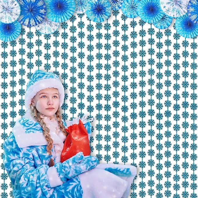 BRAVESHINE Blue Hanging Foil Fringe Snow Flakes Party Snowflake Backdrop | 2 - Image 7