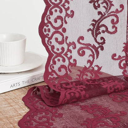 FOLKSIDE Burgundy Lace Curtains - Image 4