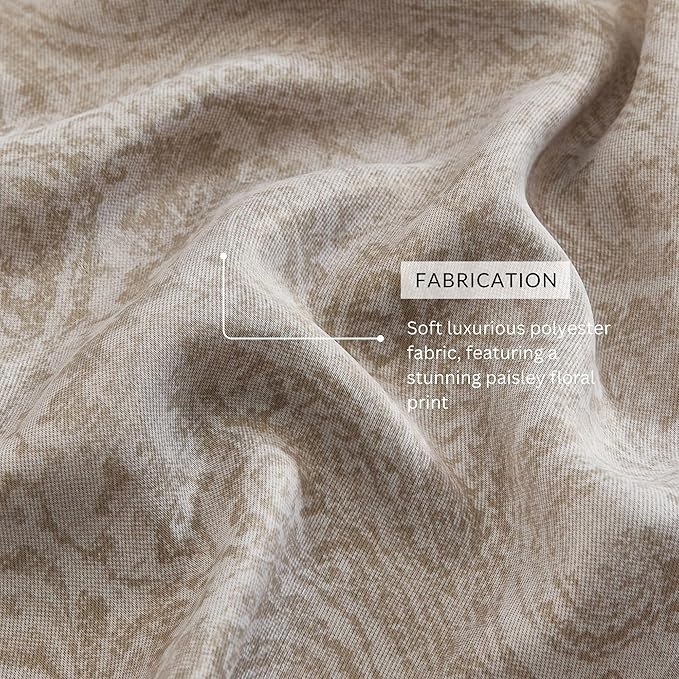 Threadmade Vittoria Paisley Printed Blackout Curtain Panel, Natural - Image 5