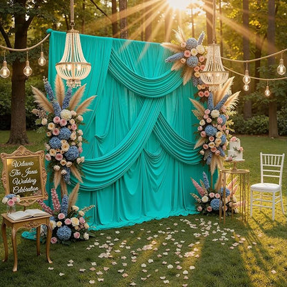 10ft x 10ft Wrinkle Free Turquoise Backdrop Curtains - Image 7