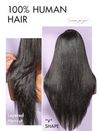 LUVME HAIR 7x6 All-Day Comfor Wig PartingMax Lace Wigs 200% Density Yaki Straight Lace Front Wigs Human Hair Pre Cut Plucked Lace Frontal Glueless Natural Black Color