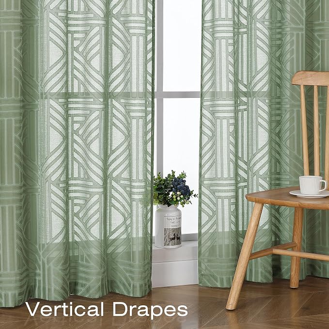 Simplebrand Sage Green Sheer 36 Inch Tier Curtains 2 Panels, Light Filtering - Image 5
