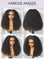 LUVME HAIR 5X5 Kinky Curly 200% Human Hair Wigs Glueless Lace Front 20 Inches Pre Cut Plucked Hd Lace Wig Ready To Go Natural Color Flexi-Fit Drawstring Cap Bleached Knots Black Wigs