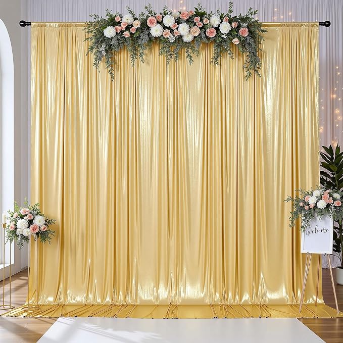 10x12ft Glitter Gold Backdrop Curtains, Sequin Curtains Wrinkle Free Polyester - Image 8
